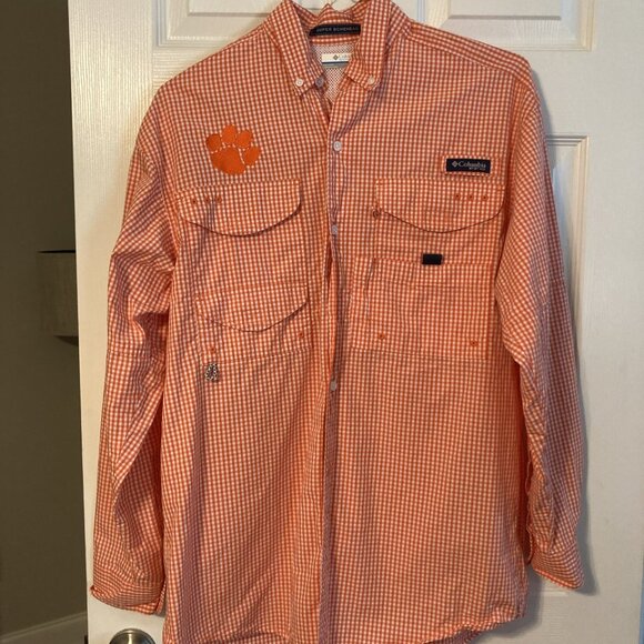 Columbia PFG Super Bonehead Men's Clemson Tigers L/S Button Down Shirt Small - Picture 1 of 11